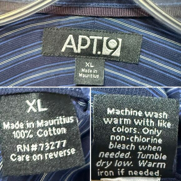 Mens Apt 9 Button Up Casual Shirt - Long Sleeve - Size XL Blue Striped - Picture 9 of 16